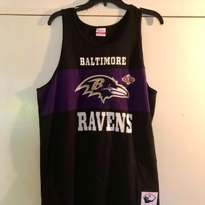 New Large Baltimore Ravens NFL football Black with purple Tank Top throwback